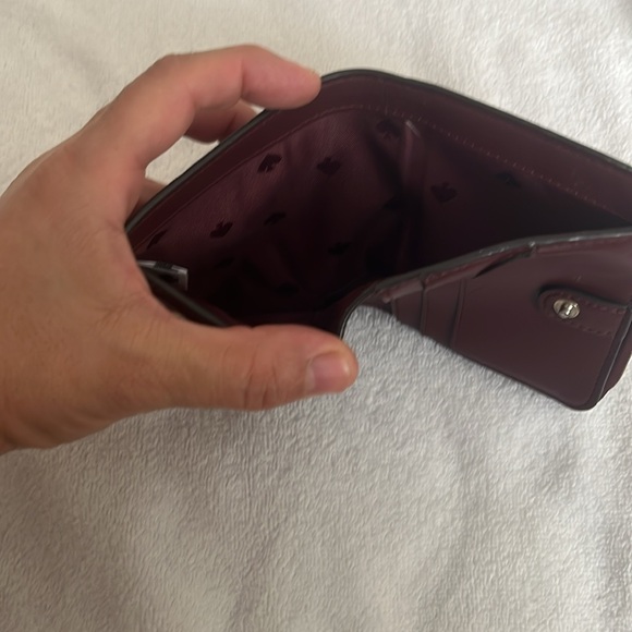 Kate Spade Small Wallet EUC floral maroon deep red white pink - Picture 7 of 8